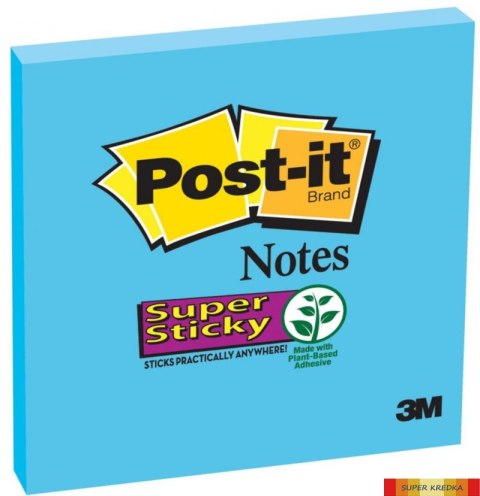 Bloczek samoprzylepny POST-IT_ Super Sticky (654-6SS-EB), 76x76mm, 1x90 kartek, niebieski Post-It 3M