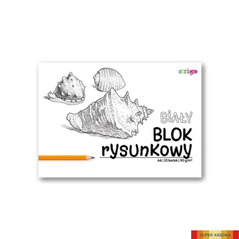 Blok rysunkowy A4 20k 90g biały SPA013 Strigo