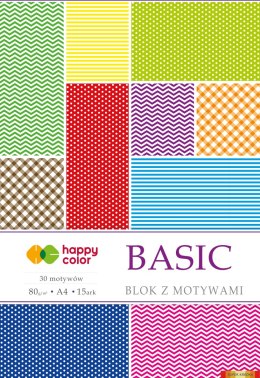 Blok z motywami BASIC, 80g/m2, A4, 15 ark, 30 motyw, Happy Color HA 3808 2030-A Happy Color