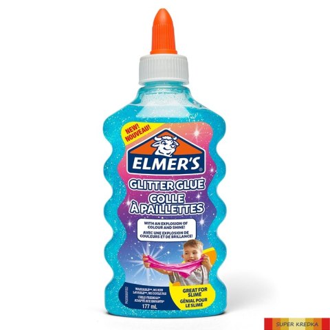 Elmers klej brokatowy, niebieski, zmywalny i przyjazny dzieciom, 177ml, 2077252 Elmers