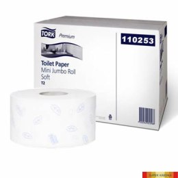 Papier toaletowy Tork PREMIUM mini jumbo, 2 warstwy, kolor biały, makulatura, 170m, (12) system T2 110253 Tork