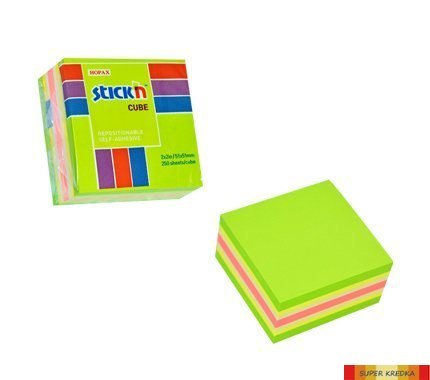 Bloczek STICKN 51x51mm zielony-mix neon i pastel 21534 StickN