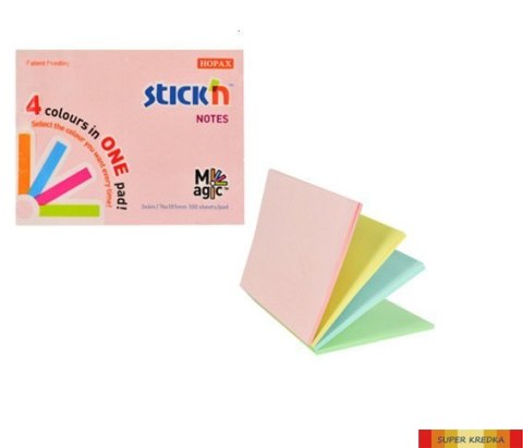 Bloczek STICKN MAGIC PAD 76x101mm pastele mix kolorów 21575 StickN