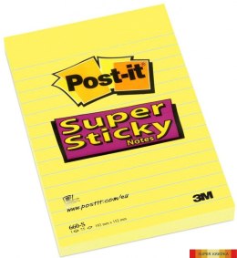 Bloczek samoprzylepny POST-IT_ Super Sticky (660-S), 102x152mm, 1x75 kart., żółty Post-It 3M