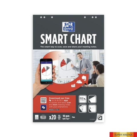 Blok do flipcharta OXFORD smart chart 650x980 20k 90g gładki 400096277 Oxford