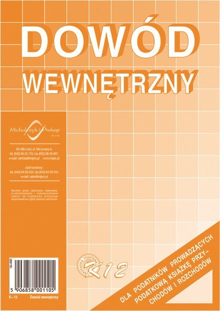 Dowód_wewnętrzny dla podatników prowadzących podatkową k.p.i.r.K-12 Michalczyk i Prokop Michalczyk i Prokop