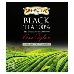 Herbata BIG-ACTIVE PURE CEYLON, 100 torebek x2g z zawieszką czarna Noname