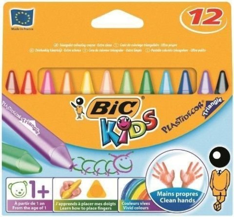 Kredki świecowe BIC Kids Plastidecor Triangle 12 kolorów, 8297732 Bic