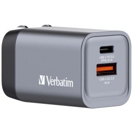 Ładowarka sieciowa/ścienna VERBATIM GAN CHARGER, 35W, 2xport, TYPE C+USB A, 32200 Verbatim