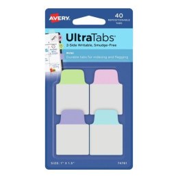 Ultra Tabs - samoprzylepne zakładki indeksujące, kolorowe, pastelowe, 25,4x38, 40 szt., Avery Zweckform 74761 Avery Zweckform