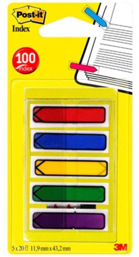 Zakładki indeksujące POST-IT_ (684-ARR1), PP, 12x43mm, strzałka, 5x20 kart., mix kolorów Post-It 3M