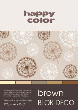 Blok Deco Brown A4, 170g, 20 ark, 5 kol. tonacja brązowa, Happy Color HA 3717 2030-072 Happy Color