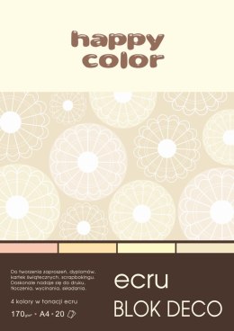 Blok Deco Ecru A4, 170g, 20 ark, 4 kol., Happy Color HA 3717 2030-092 Happy Color