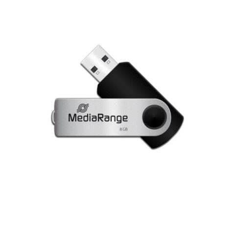 Pamięć Pendrive MediaRange 8GB USB 2.0, obracany, srebrno-czarny, MR908 Kingston