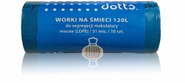 Worki na śmieci 120l 10szt., DOTTS, do segregacji makulatury, mocne (LDPE), 31mic., niebieskie Dotts